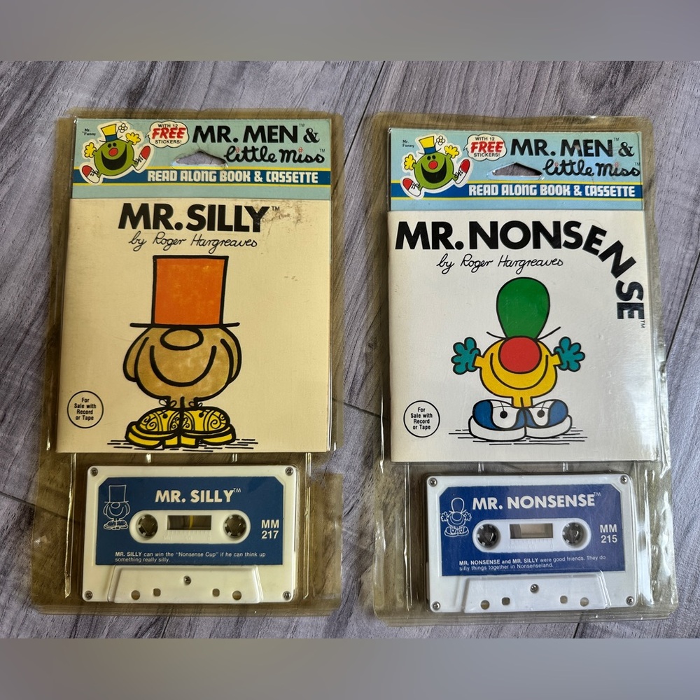 Lot of 2 Mr. Men & Little Miss read-along book and cassette tapes-NEW in package